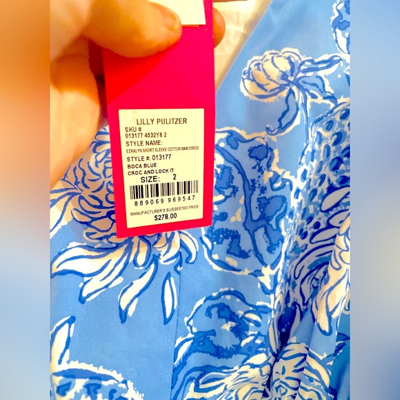 Lilly Pulitzer Dress Size 2 NWT Ezralyn Short Sleeve Cotton Maxi Croc out and L - Picture 2 of 3